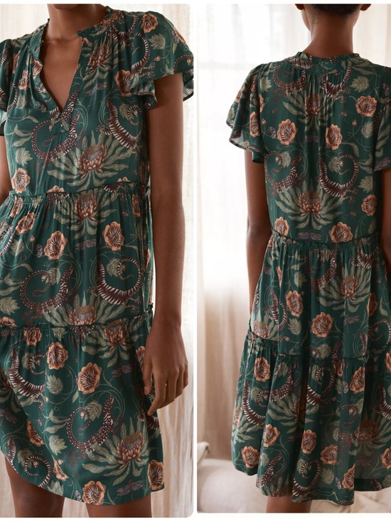 By Anthropologie Other - By Anthropologie Victoria Garcia Floral Flutter-Sleeve Tiered Mini Night Dress